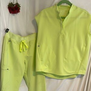 Figs Lime Green Sleeveless Scrub Set